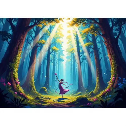 Enchanting Mystical Forest Dance in Impressionist Style