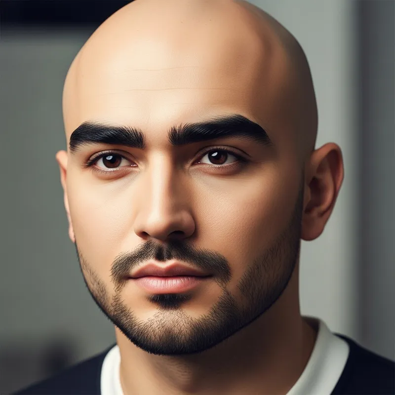 Young Tatar Man with Bald Head - Dark Hair