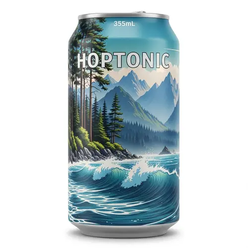 Hoptonic Beer Can Label Design | Natural Luxury Look
