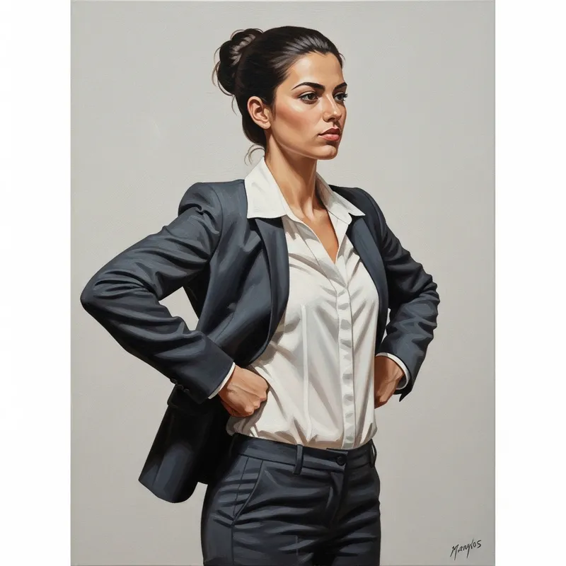 Greek Young Woman in Professional Attire | Vibrant Portrait Greek Young Woman in Professional Attire | Vibrant Portrait