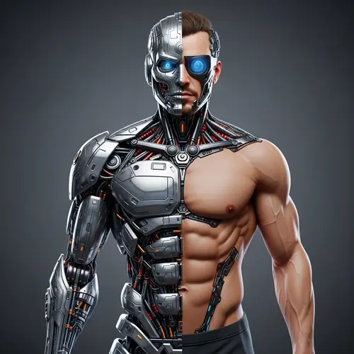 Innovative Visionary: Half-Robot Half-Human Character Design