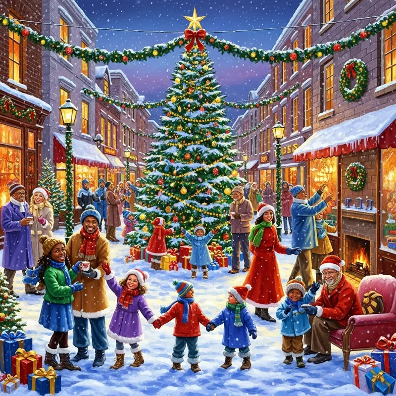 Luxurious Winter Holiday Scene - Invigorating Oil Painting