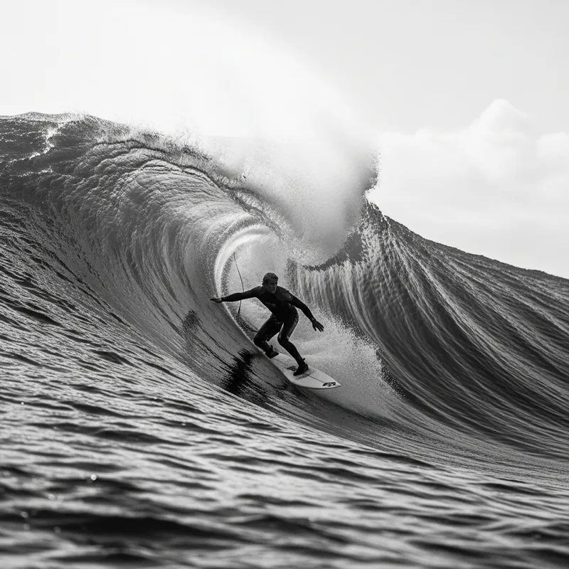 Adrenaline-Fueled Black and White Surfer Action | Epic Wave Ride
