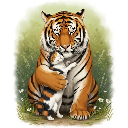 Unexpected Friendship: Tiger and Cat Together