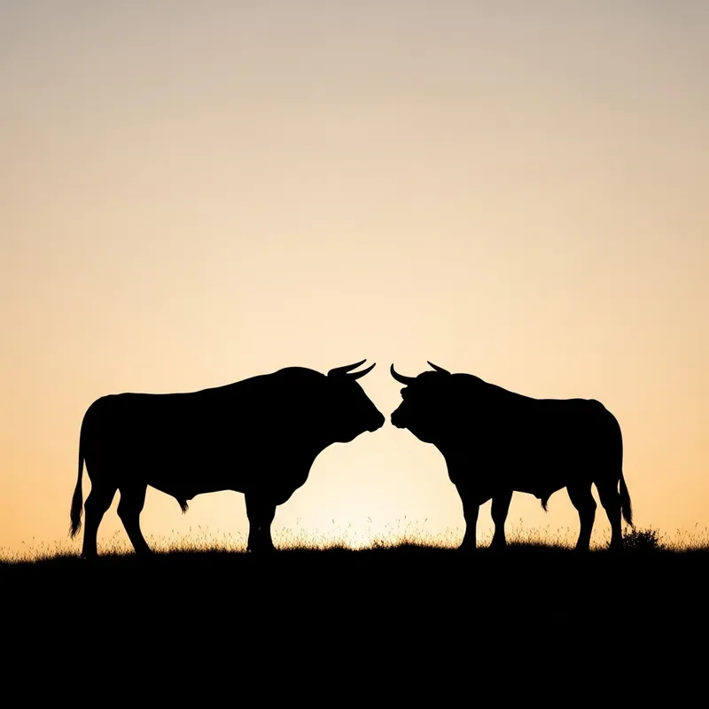Detailed Silhouette of Two Bull Characters