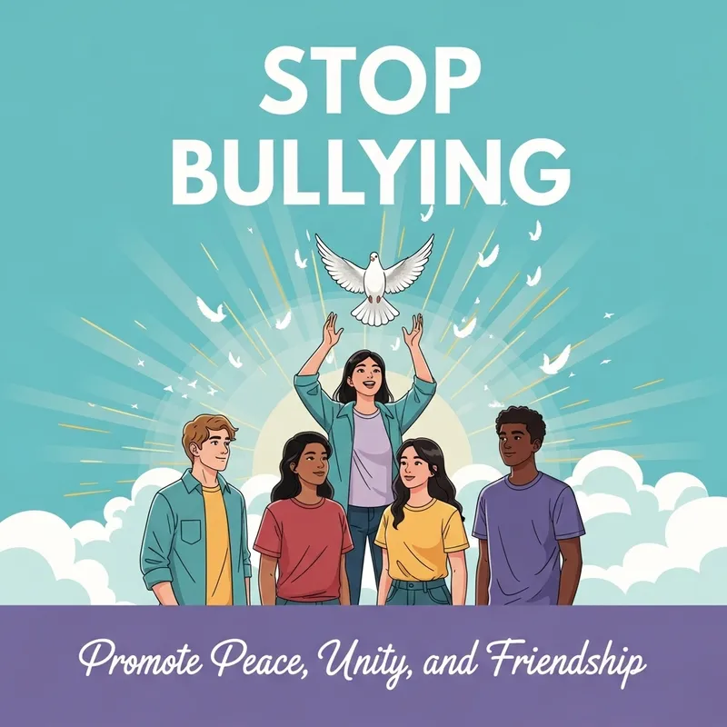 Motivational Stop Bullying Poster with Diverse Unity
