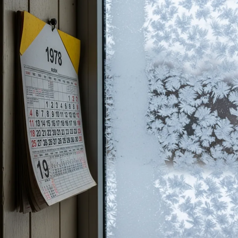 1978 Calendar Page: Eerie Frost Scene and Mystical Aura 1978 Calendar Page: Eerie Frost Scene and Mystical Aura