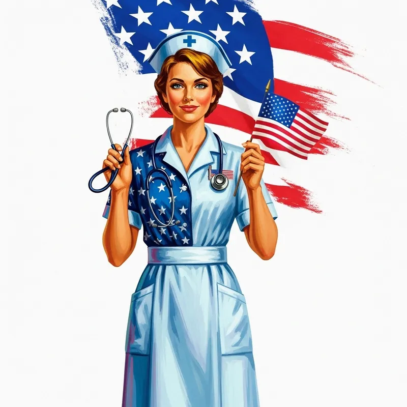 Patriotic American Nurse Artwork - A Tribute to Healthcare Patriotic American Nurse Artwork - A Tribute to Healthcare