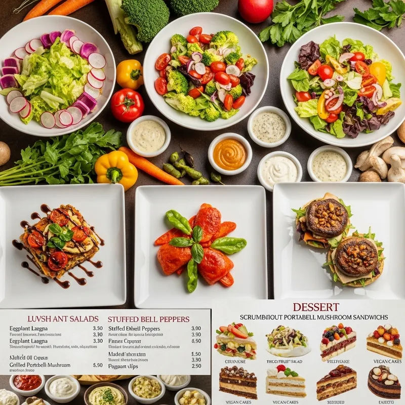 Colorful Vegetarian Menu: Fresh Salads & Gourmet Main Courses