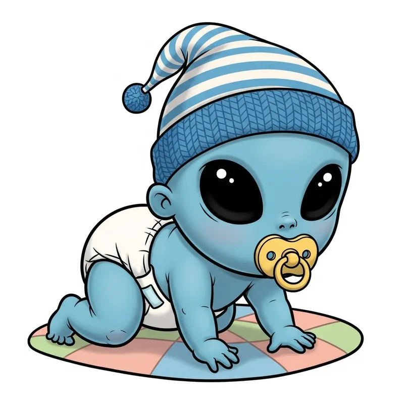 Adorable Baby Alien | Cute One-Month-Old Extraterrestrial Artwork