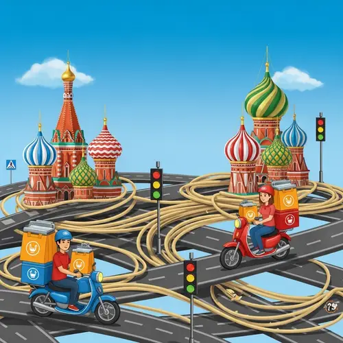 Russian Food Delivery App: Vibrant Urban Delivery Scene