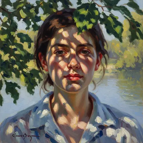 Portrait in the Style of Claude Monet - Oil on Canvas