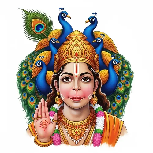 Lord Murugan Digital Painting: Vibrant Colors & Majestic Peacocks