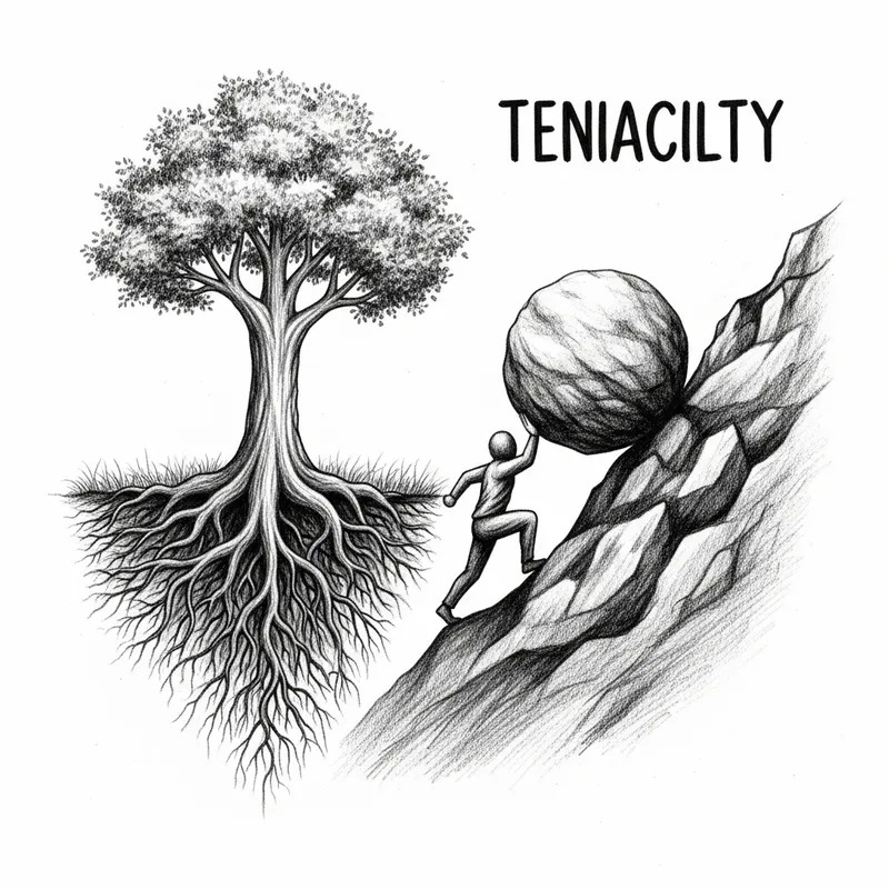 Symbolic Depiction of Tenacity: Monochromatic Pencil Art