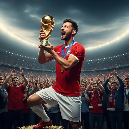 Cristiano Lifts World Cup Trophy in Celebration