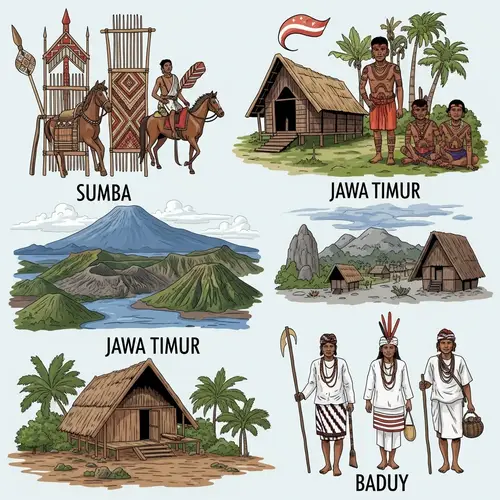 Cultural Mosaic of Indonesia: Sumba, Dayak, Jawa Timur, and Baduy People