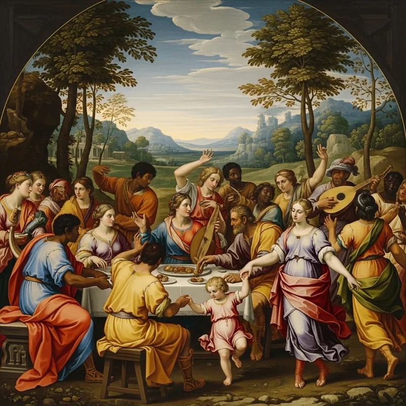 Renaissance Painting of Happiness in Ancient Style Renaissance Painting of Happiness in Ancient Style