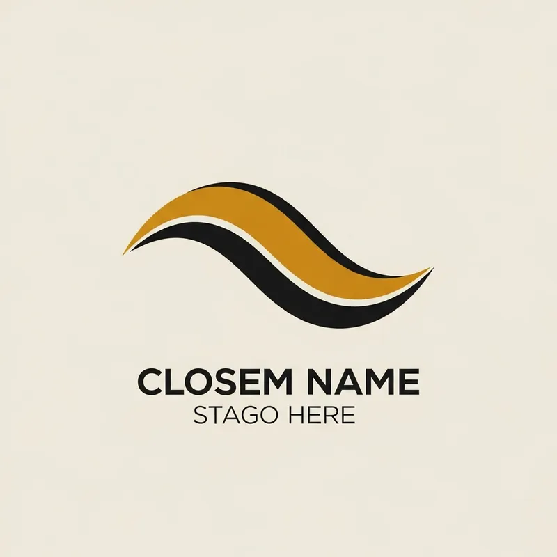 Dark Yellow Curved Wave Geometric Logo Design