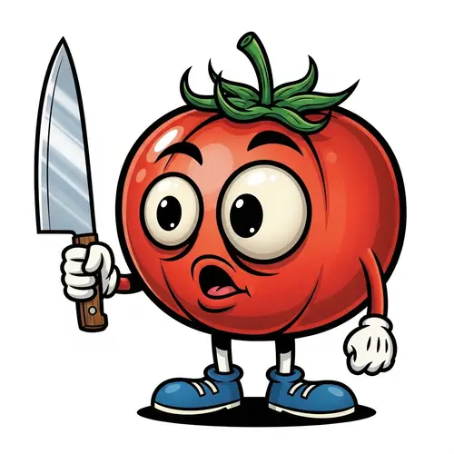 Quirky Cartoon Tomato Character Art