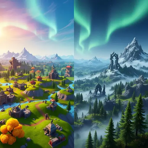 Fortnite & Skyrim Landscapes Fusion | Incredible Illustration