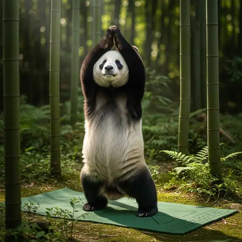 Panda Doing Yoga on Decathlon Sports Mat | Surya Namaskar Pose