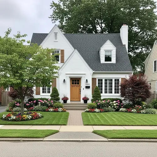Traditional Suburban House with Beautifully Maintained Front Yard