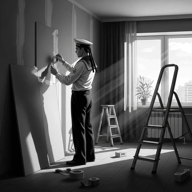 Vintage Russian Sailor Builder in Renovated Apartment