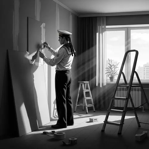 Vintage Sailor Builder in a Renovated Apartment Painting