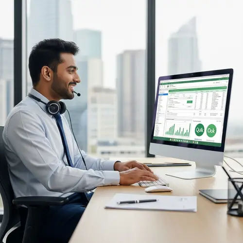 South Asian Male Entrepreneur using Quickbooks Online | Office Finance Management