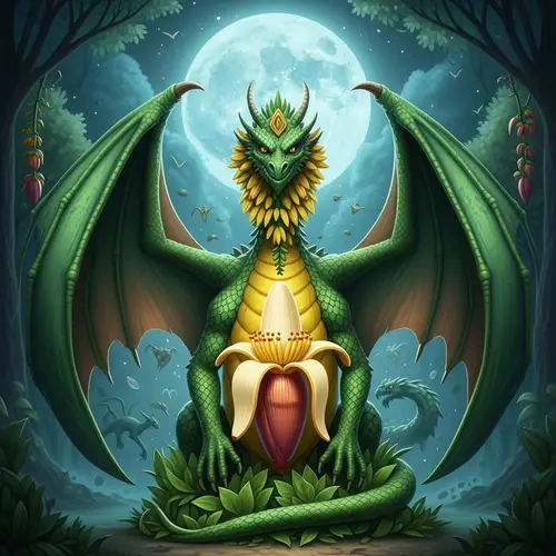 Enchanting Fusion of Banana and Dragon in Detailed Imagery
