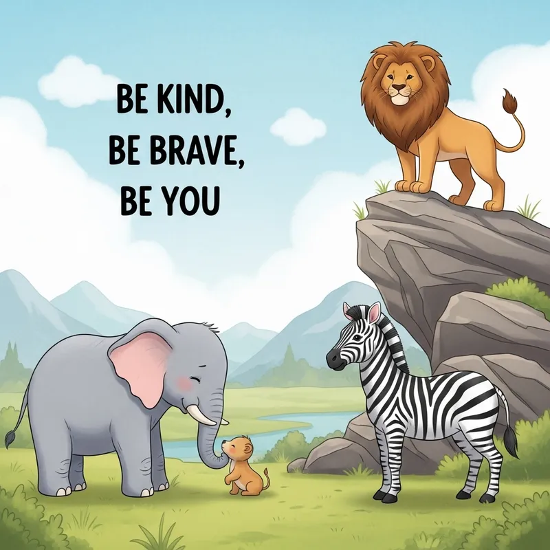 Be Kind, Be Brave, Be You - Heartwarming Animal Illustrations