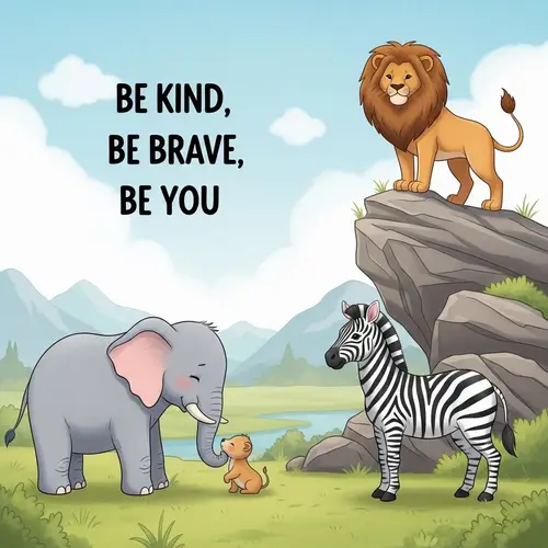 Be Kind, Be Brave, Be You - Inspiring Animal Illustrations
