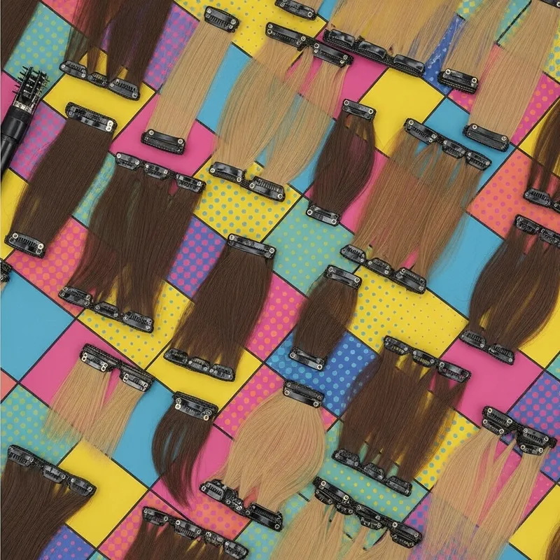 Pop Art Clip-in Hair Extensions - Vibrant Illustration for Hair Enthusiasts