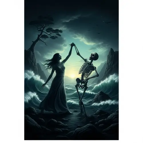 Surreal Dance of Life and Death: Macabre Digital Painting