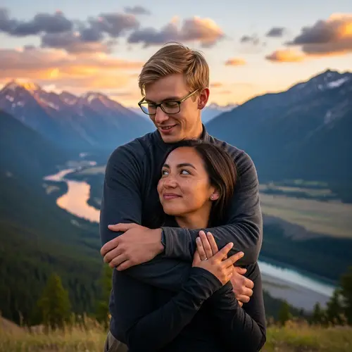 Couple in Love: A Beautiful Landscape Scene