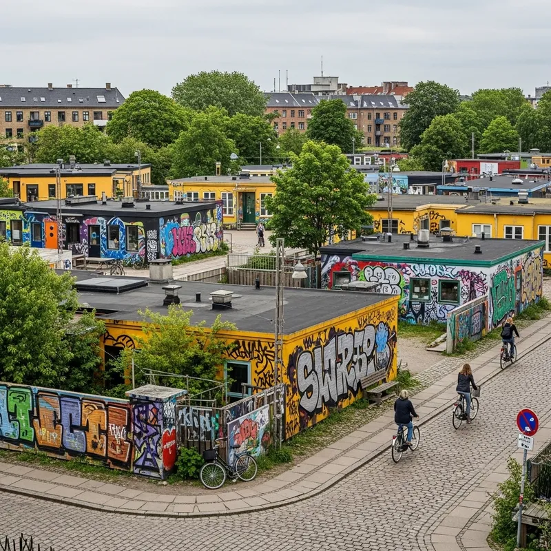 Vibrant Urban Landscape of Christiania, Copenhagen