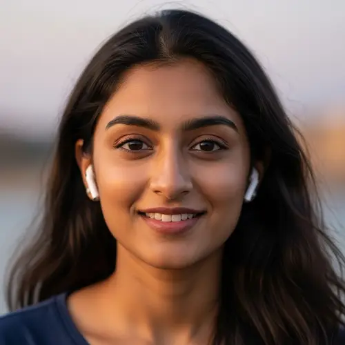 Young South Asian Woman Portrait with AirPods Pro