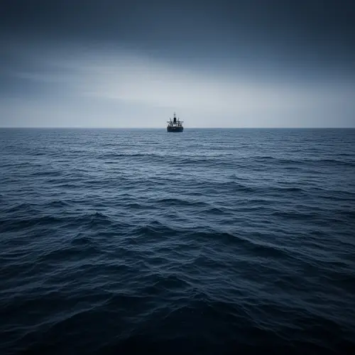 Ominous Ship in Dark Blue Sea: A Captivating Scene