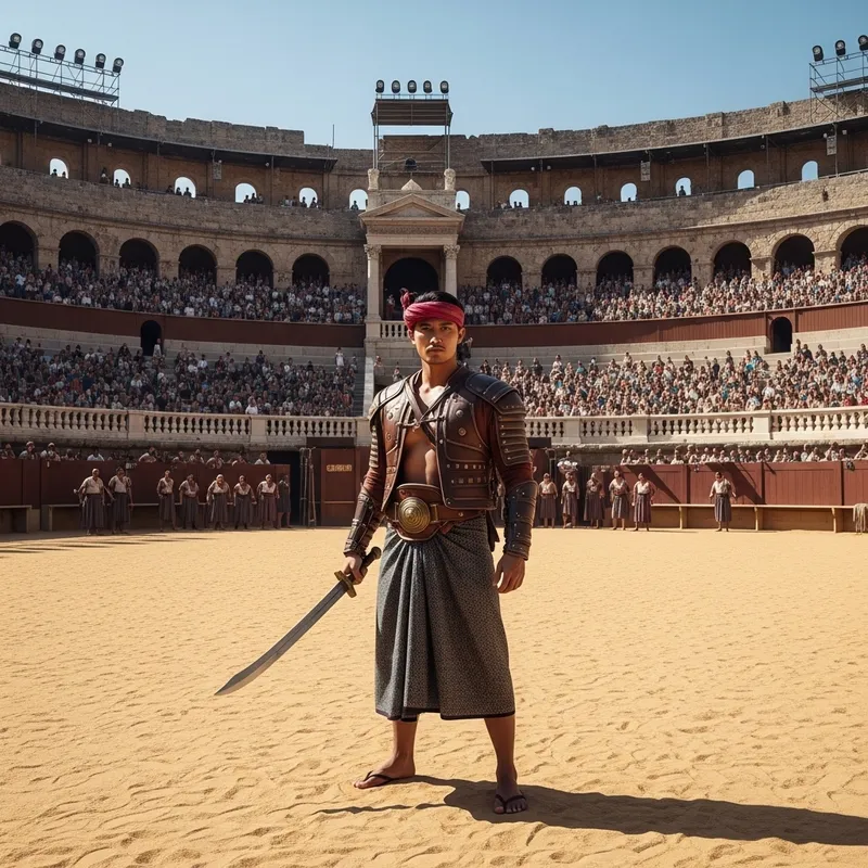 Burmese Warrior in Roman Gladiator Field Burmese Warrior in Roman Gladiator Field