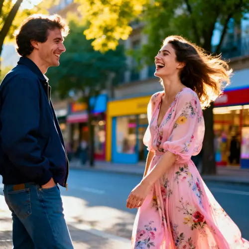 Candid Urban Moments: Joyful Conversations Captured