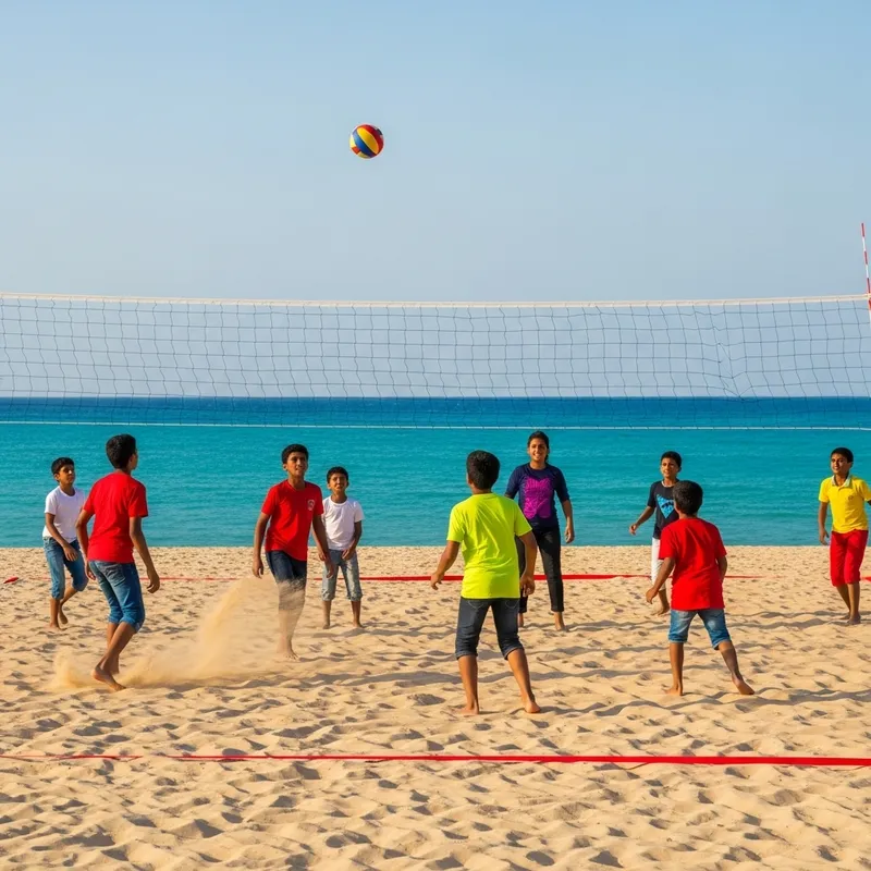 Omani Children Playing Beach Volleyball | Lively Seaside Fun