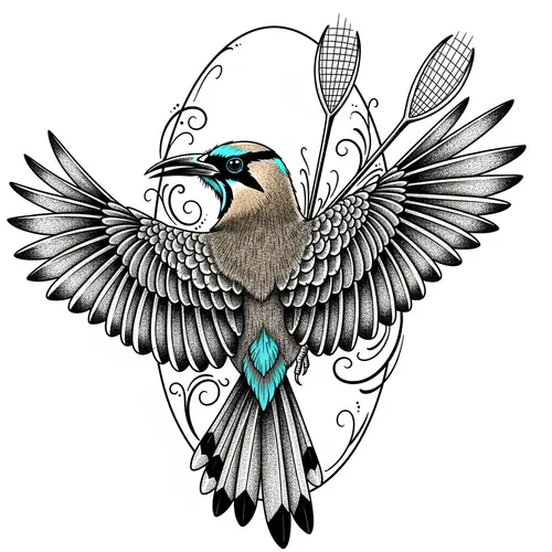 Corocoro Bird Blackwork Tattoo Design