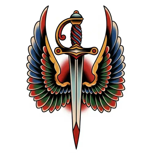 Sword with Wings: Traditional American Tattoo Design