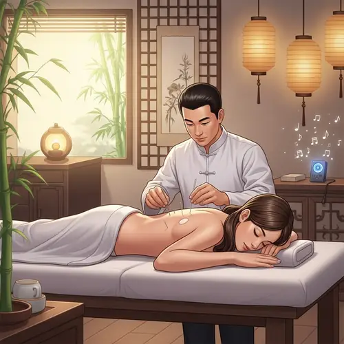 Serene Acupuncture Session | Asian Male Practitioner, Caucasian Female Patient