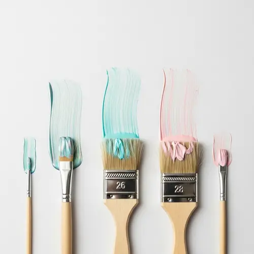 Four Paintbrushes Creating Ethereal Traces on White Background