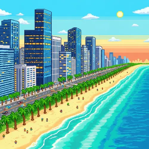 Vibrant Miami Pixel Art Cityscape
