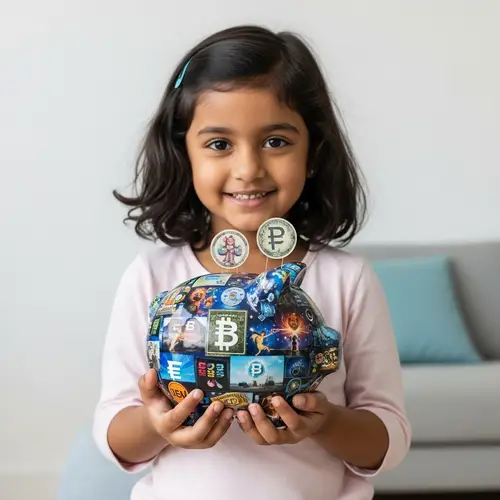 Adorable South Asian Girl with Piggy Bank - Early Savings Experience