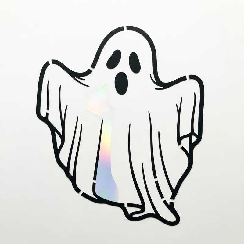Intriguing Black and White Ghost Stencil with Holographic Interior