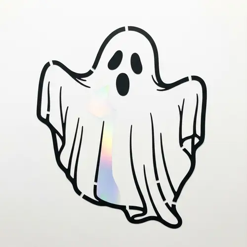 Black and White Ghost Stencil with Holographic Interior