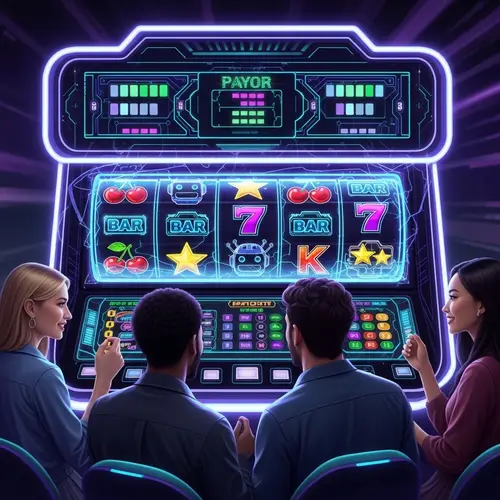 Futuristic Slot Machine Game with Holographic Interface